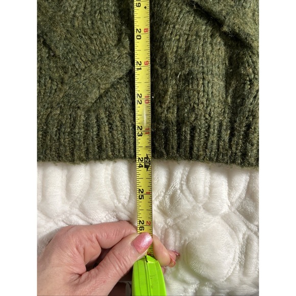 Madewell Olive Green Chunky Knit Cowl Neck Sweater Women's L Logenlook Boho Cozy - Picture 8 of 9